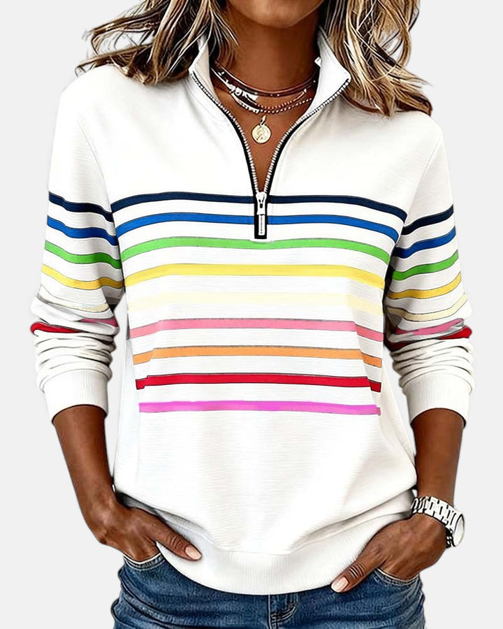 Rayures Zip – Pull Rayé à Fermeture Éclair