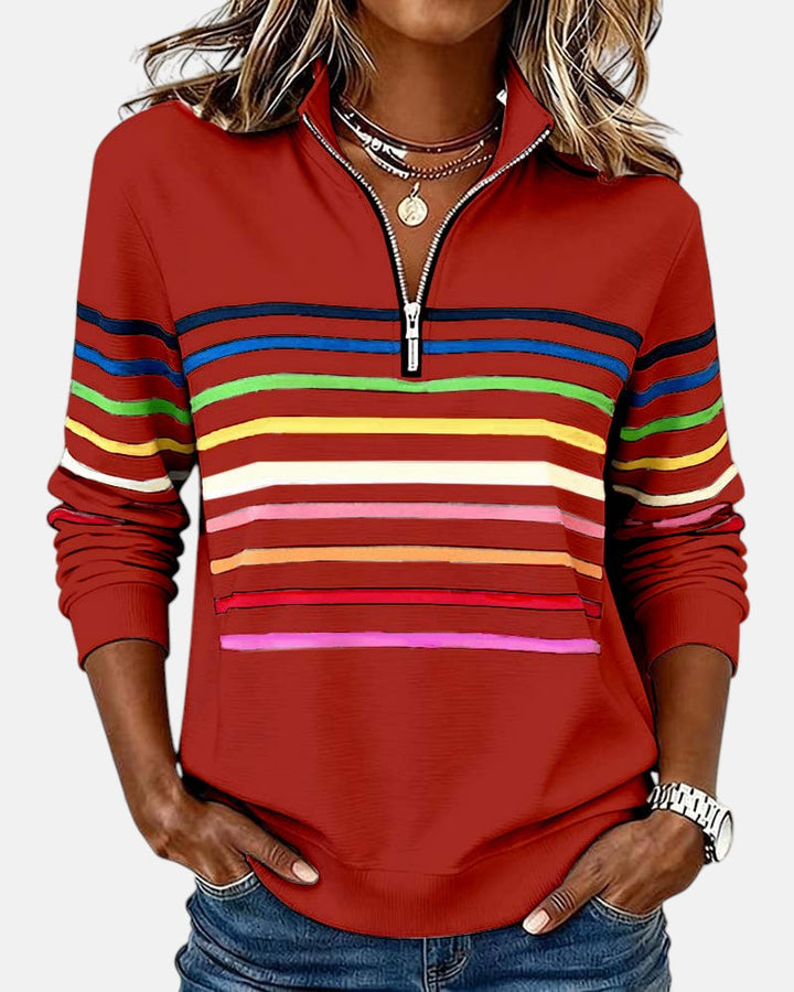 Rayures Zip – Pull Rayé à Fermeture Éclair