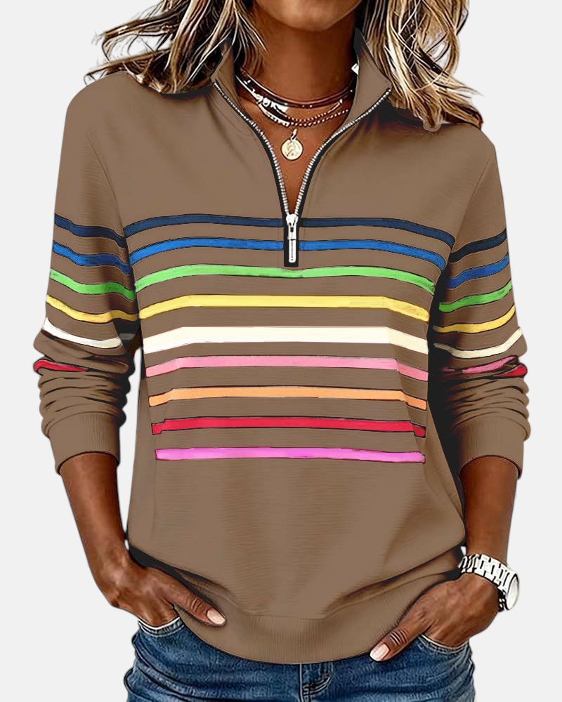 Rayures Zip – Pull Rayé à Fermeture Éclair