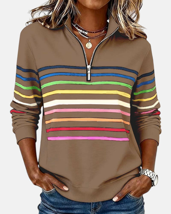Rayures Zip – Pull Rayé à Fermeture Éclair