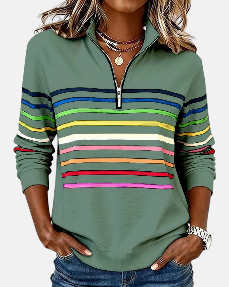 Rayures Zip – Pull Rayé à Fermeture Éclair