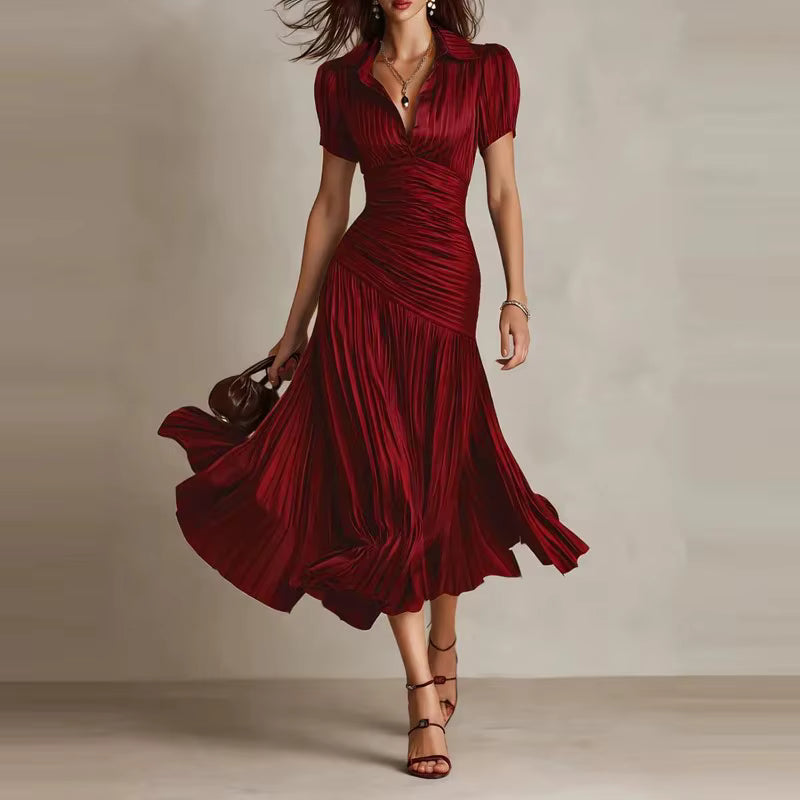 Valentine – Robe Midi Drapée Plissée