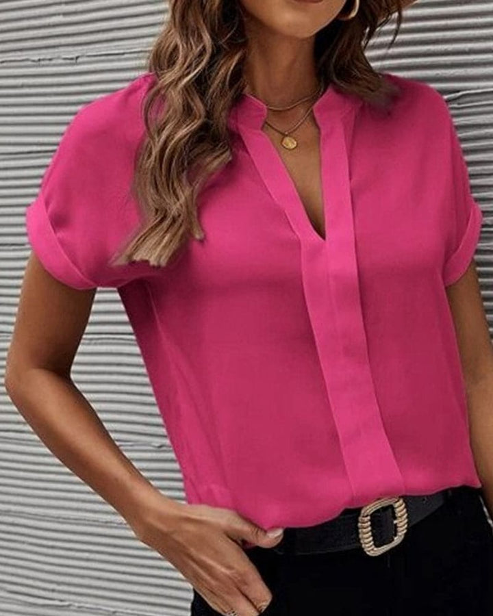 Roos – Blouse Col V à Manches Courtes