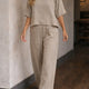 Ensemble en lin avec pantalon large et haut à manches courtes