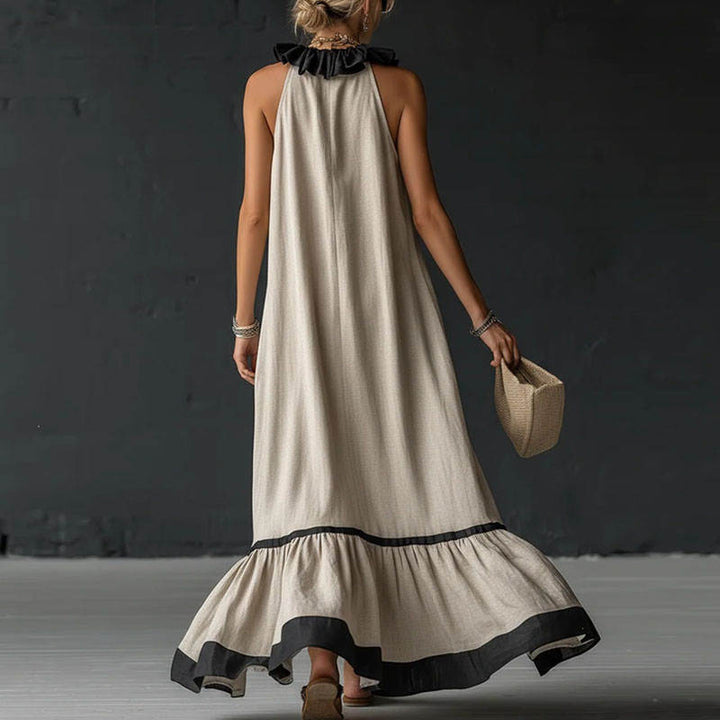 Léa – Robe Maxi Col V à Volants