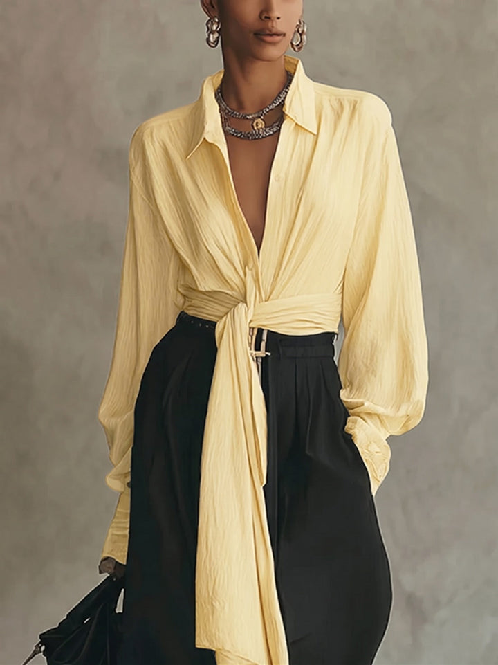 Faustine – Ensemble Chemise Nouée et Pantalon Large