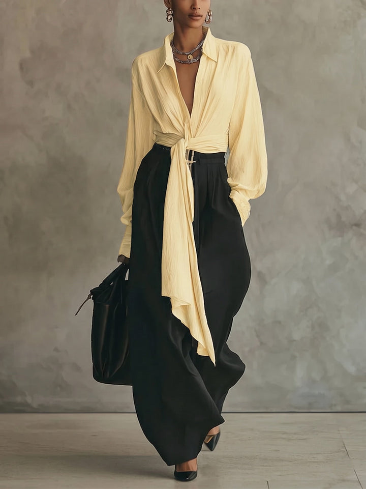 Faustine – Ensemble Chemise Nouée et Pantalon Large