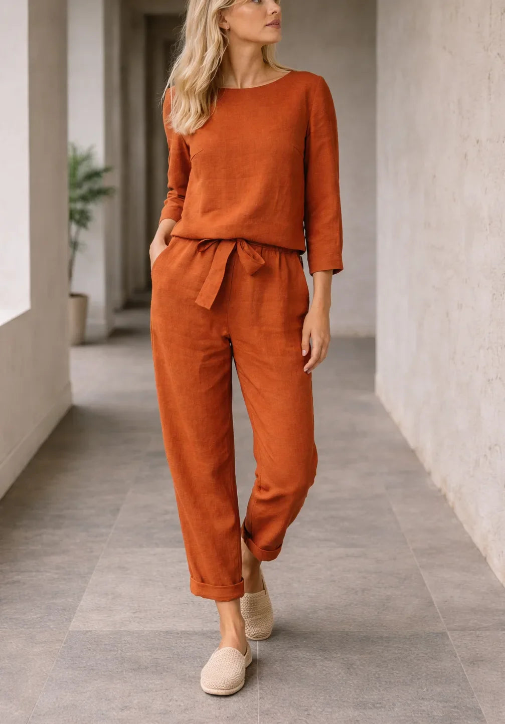 Ensemble fluide deux pièces avec ceinture