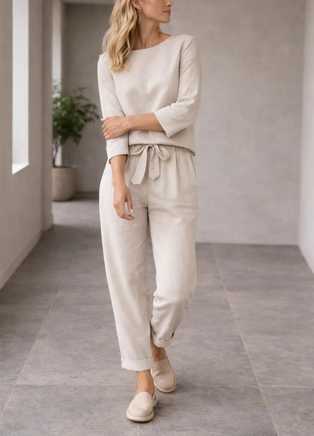 Ensemble fluide deux pièces avec ceinture