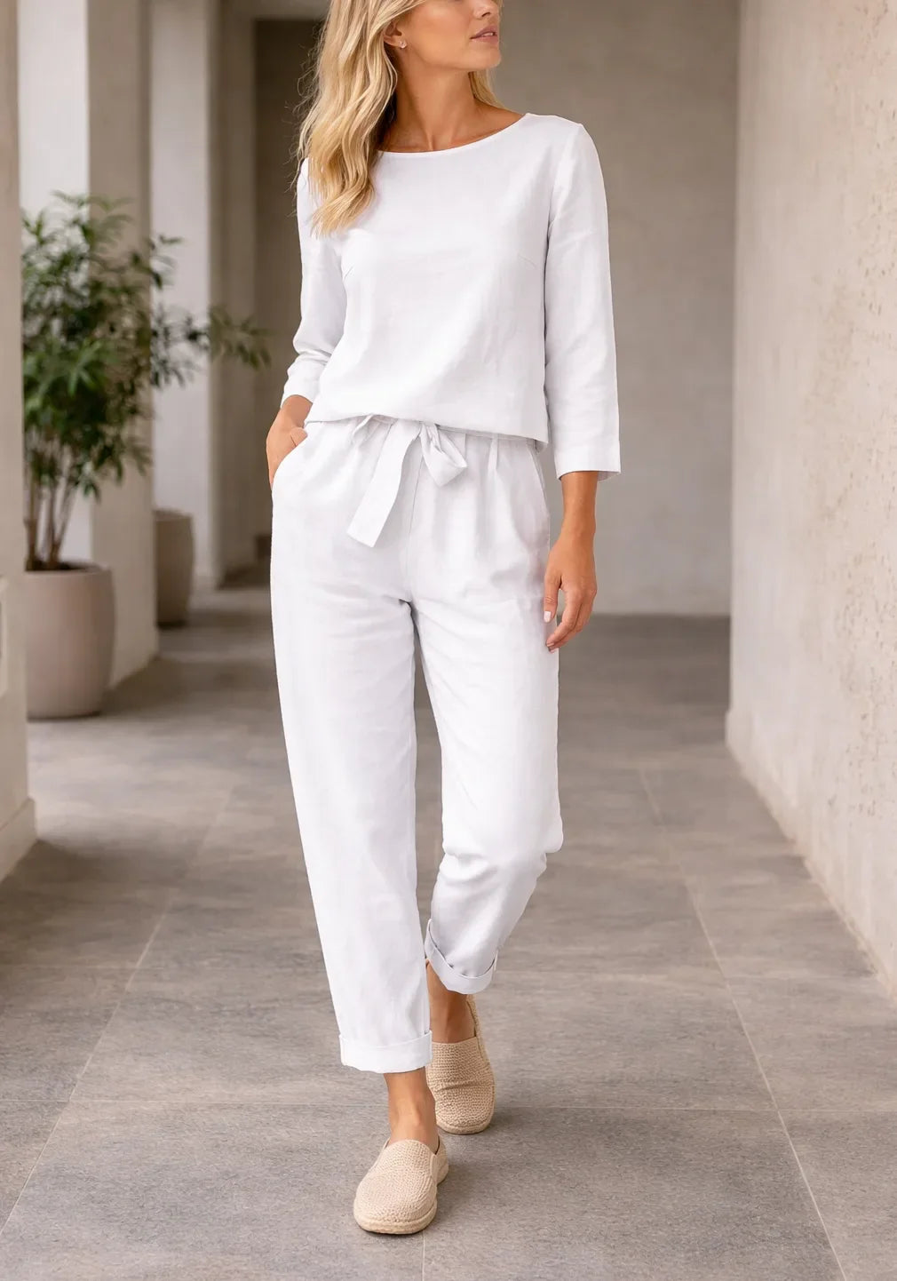 Ensemble fluide deux pièces avec ceinture