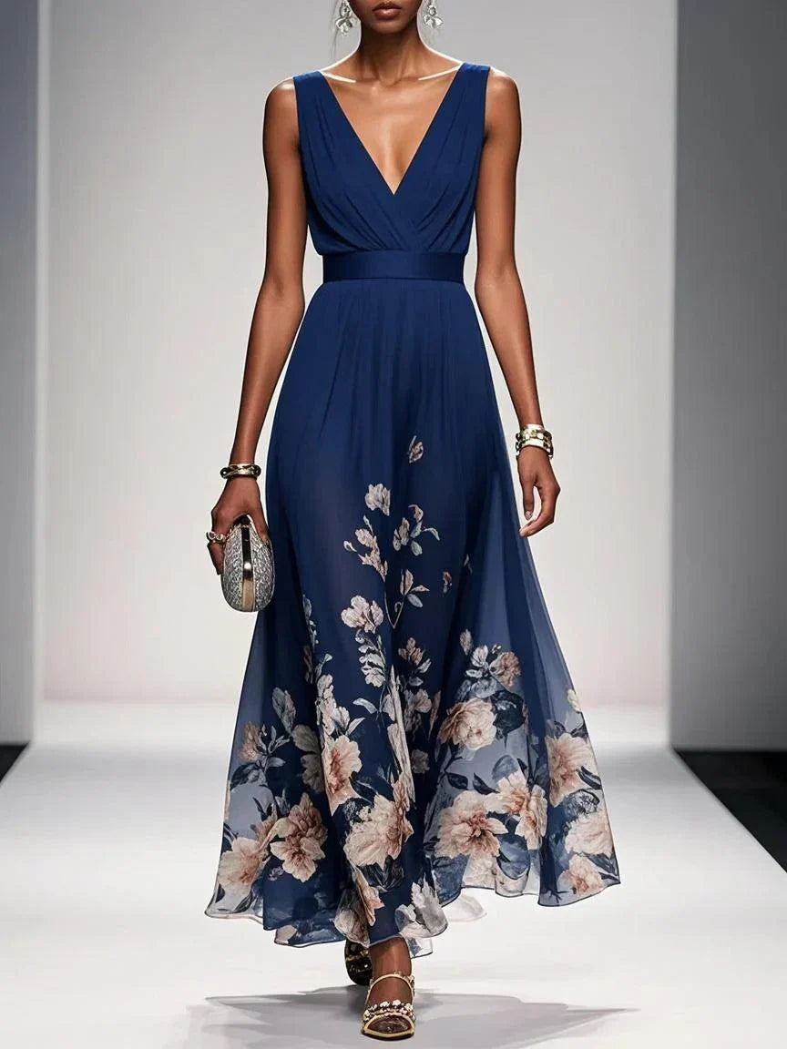 Inès – Robe Maxi Col V Sans Manches