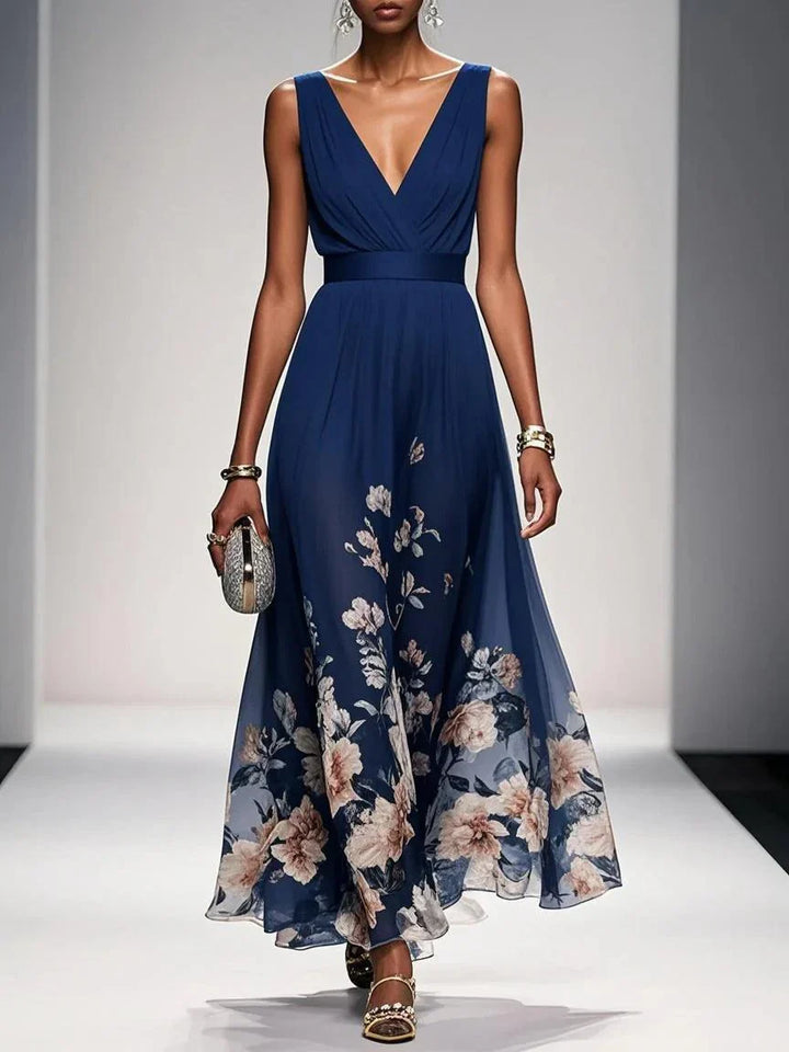 Inès – Robe Maxi Col V Sans Manches