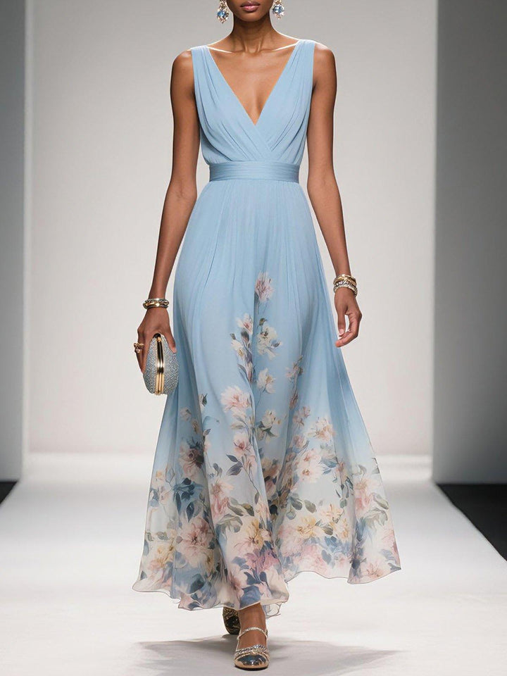 Inès – Robe Maxi Col V Sans Manches