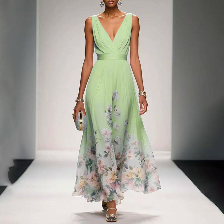 Inès – Robe Maxi Col V Sans Manches
