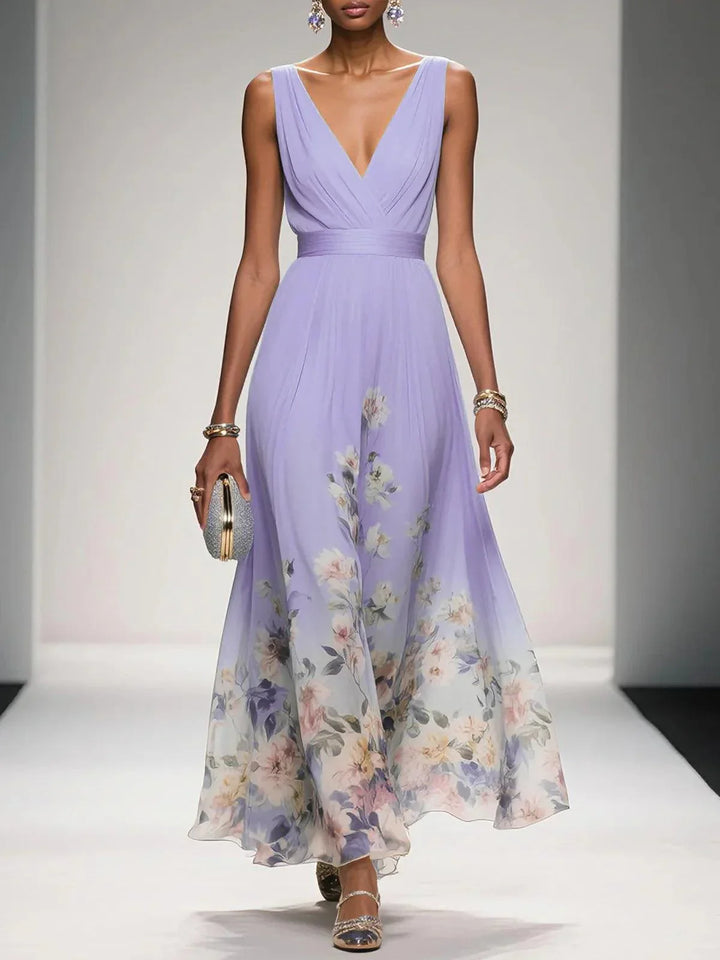 Inès – Robe Maxi Col V Sans Manches