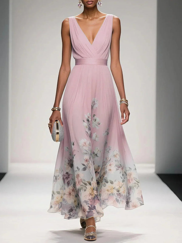 Inès – Robe Maxi Col V Sans Manches