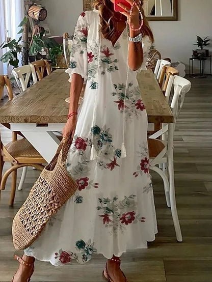 Boho Bleue – Robe Midi Bohème