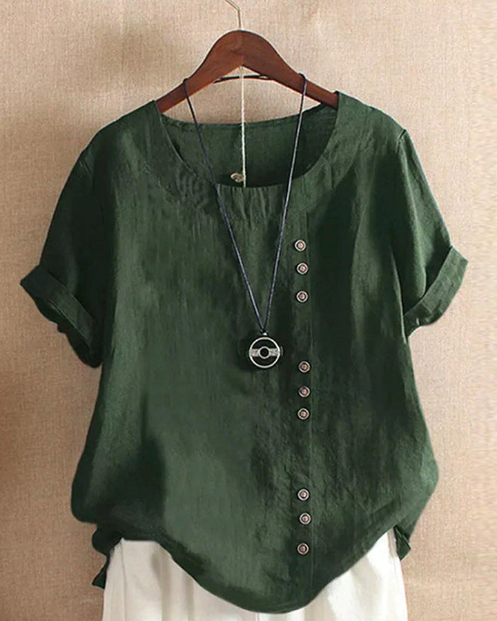 Vera – T-Shirt Uni Col Rond à Manches Courtes