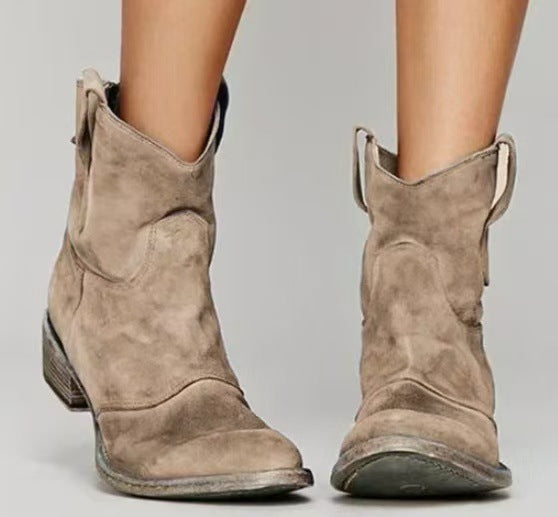 Western Suède – Bottines en Suédine Style Western