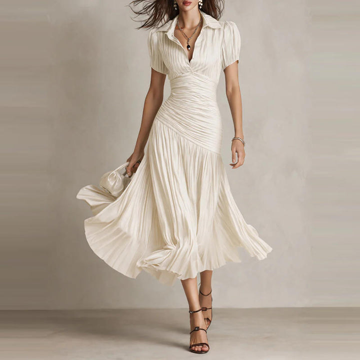 Valentine – Robe Midi Drapée Plissée